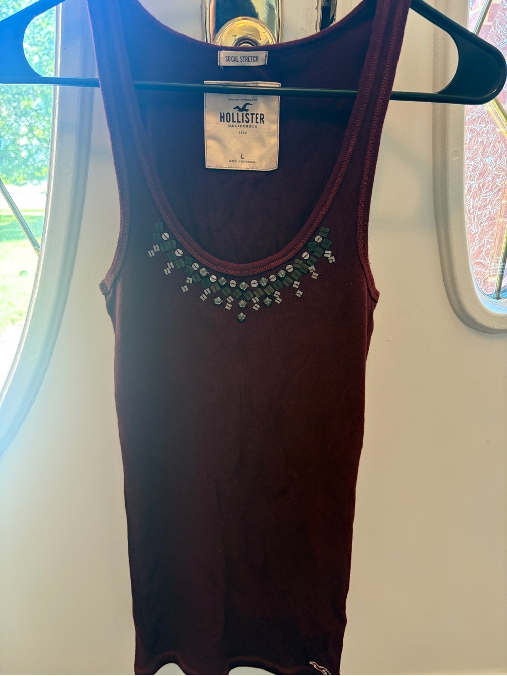 Y2K Hollister Maroon Tank with Beaded Accent